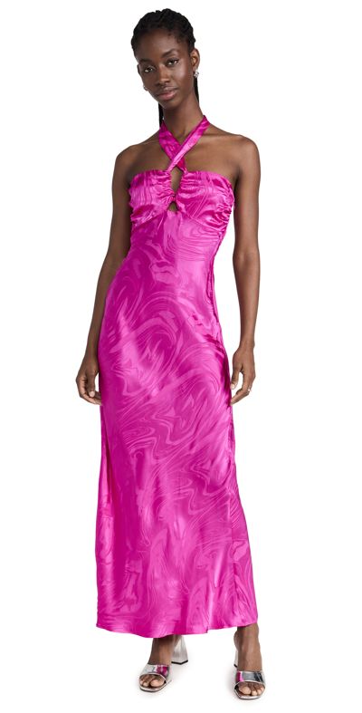 Saylor Women's Toula Marbled Satin Floor-length Dress In Magenta
