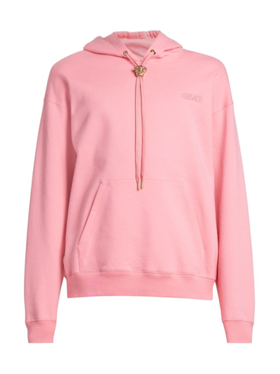 Versace Men's Medusa Drawstring Hoodie Sweatshirt In Pink