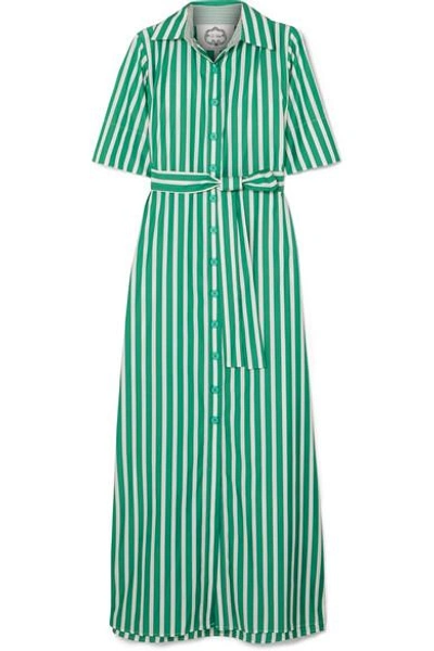 Evi Grintela Valerie Striped Cotton-poplin Maxi Dress In Green
