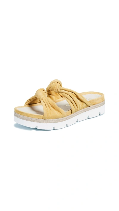 Ouigal Tessa Knotted Slides In Yellow