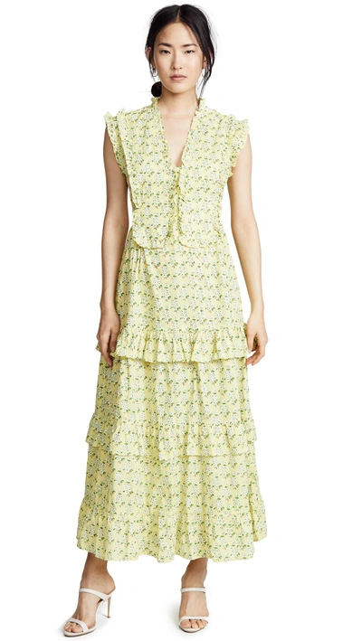 Banjanan Cordelia Midi Dress In Sprig Cowslip