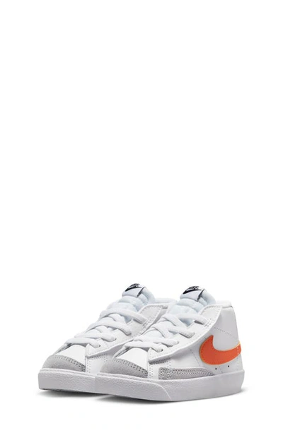 Nike Kids' Blazer Mid '77 Sneaker In White/ Orange/ Grey/ Black