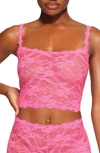 Skims Crop Stretch Lace Camisole In Pink