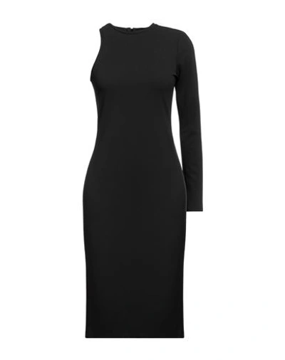 Merci .., Woman Midi Dress Midnight Blue Size 2 Polyester, Elastane In Black