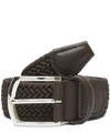 Anderson's Leather Trimmed Elasticated Woven Belt In Brown