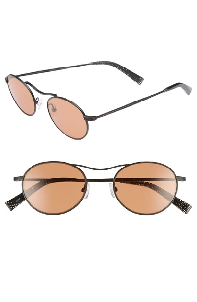 Kendall + Kylie Tasha 49mm Oval Sunglasses - Black Metal/ Amber Solid