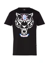 Plein Sport Man T-shirt Midnight Blue Size S Cotton, Elastane