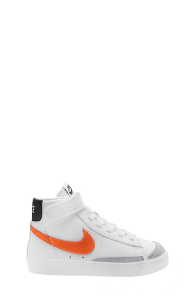 Nike Kids' Blazer Mid '77 High Top Sneaker In White/ Orange/ Grey/ Black
