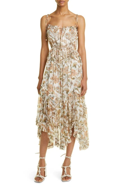 Zimmermann Floral Print Chintz Tiered Sundress In Neutrals