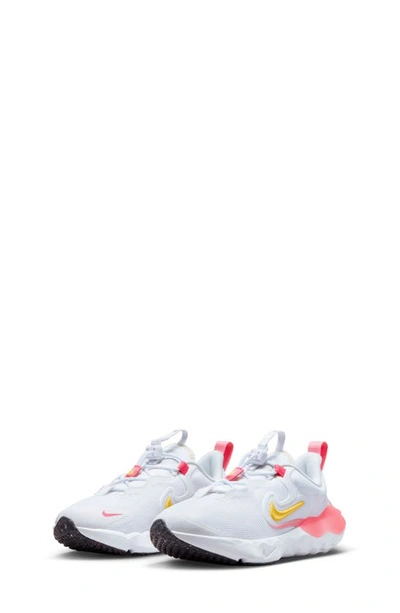 Nike Kids' Run Flow Toggle Sneaker In White/ Citron/ Photon Dust