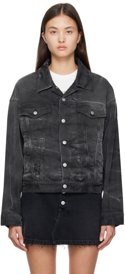 Mm6 Maison Margiela Black Cotton Denim Jacket In Grey