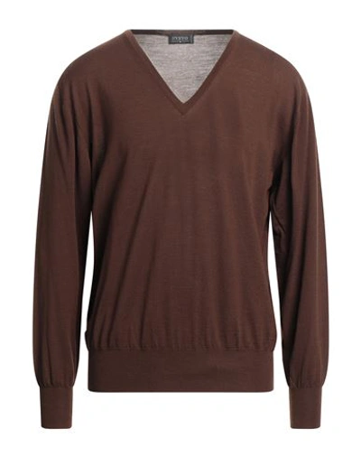 Svevo Man Sweater Dark Brown Size 42 Wool