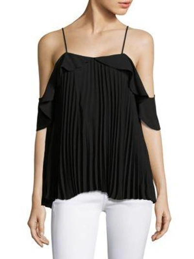 Delfi Collective Emmy Pleated Cold-shoulder Top In Black