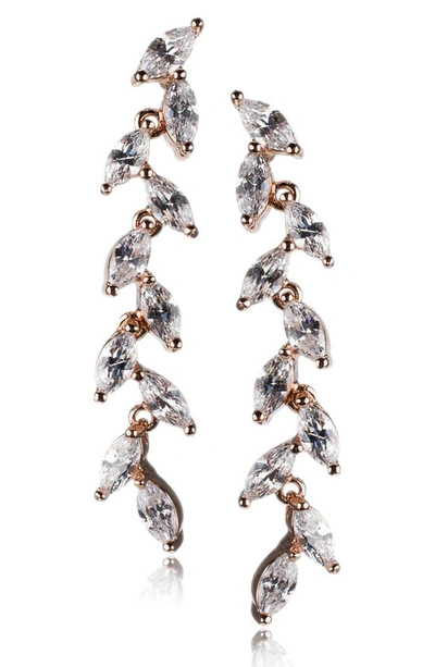 Cz By Kenneth Jay Lane Marquise Cubic Zirconia Linear Drop Earrings In Clear/rose Gold