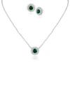 Cz By Kenneth Jay Lane 5cttw Round Cz Pend Set .5in In Emerald/ Silver
