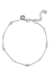 Cz By Kenneth Jay Lane Cz & Freshwater Pearl Station Anklet In White/ Clear/ Silver