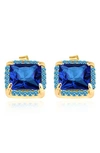 Gabi Rielle Enchanted Bouquet Square Halo Stud Earrings In Gold/turquoise