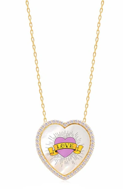 Gabi Rielle Love Mother-of-pearl Heart Pendant Necklace In Gold