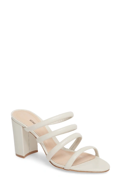 Schutz Women's Felisa Leather High Block-heel Sandals In Pearl