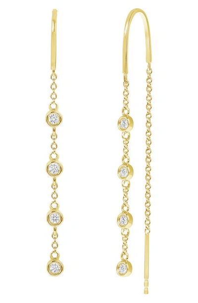 Ron Hami 14k Yellow Gold Bezel Diamond Drop Threader Earrings In Gold/ Diamond