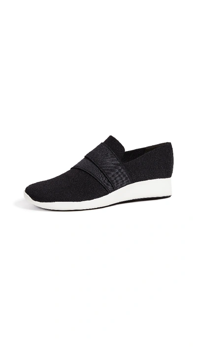 Vince Aston Stretch-knit Slip-on Sneakers In Black