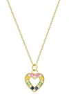 Ron Hami 14k Yellow Gold Multi Sapphire & Diamond Open Heart Pendant Necklace In Gold/ Diamond