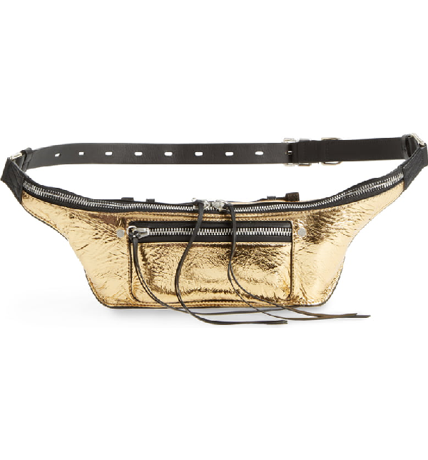 gold leather fanny pack