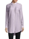 Leo & Sage Button-down Point Collar Tunic In Lilac