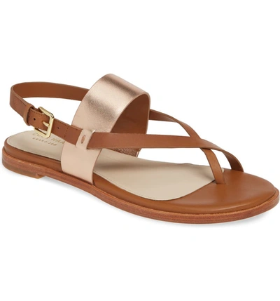 Cole Haan Women's Anica Leather Slingback Thong Sandals In Pecan/ Rose Gold Leather