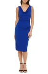 Kensie Cowl Neck Jersey Sheath Dress In Cobalt