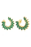 Gabi Rielle Goddess Cubic Zirconia Frontal Hoop Earrings In Green