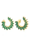 Gabi Rielle Goddess Cubic Zirconia Frontal Hoop Earrings In Gold/green