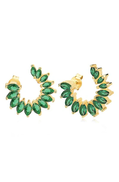 Gabi Rielle Goddess Cubic Zirconia Frontal Hoop Earrings In Gold/green