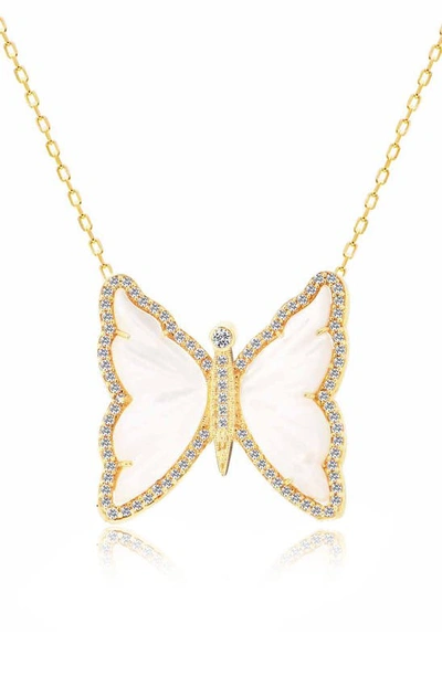 Gabi Rielle Butterfly Dreams Pendant Necklace In Yellow Gold