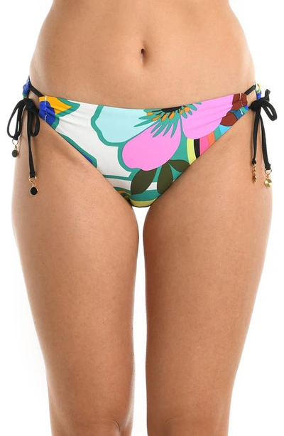 La Blanca Ruched Side Tie Hipster Bikini Bottoms In Floral,multi