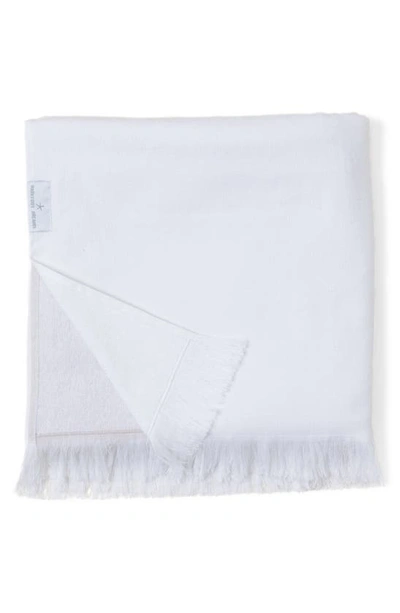 Barefoot Dreams Colorblock Organic Cotton Oversize Towel In Stone-white