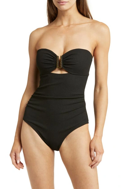 Change Of Scenery Lisa Ring Hardware One-piece Swimsuit In Black Texture
