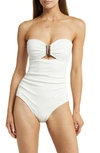 Change Of Scenery Lisa Ring Hardware One-piece Swimsuit In Ivory Texture