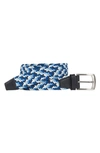 Johnston & Murphy Woven Stretch Knit Belt In Blue Multi