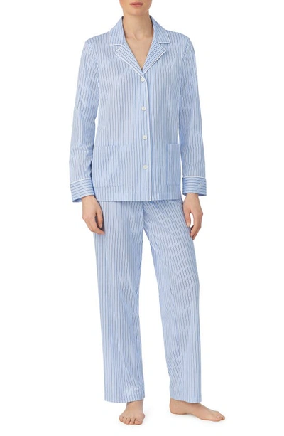 Ralph Lauren Stripe Organic Cotton Pajamas In Blue Stripe