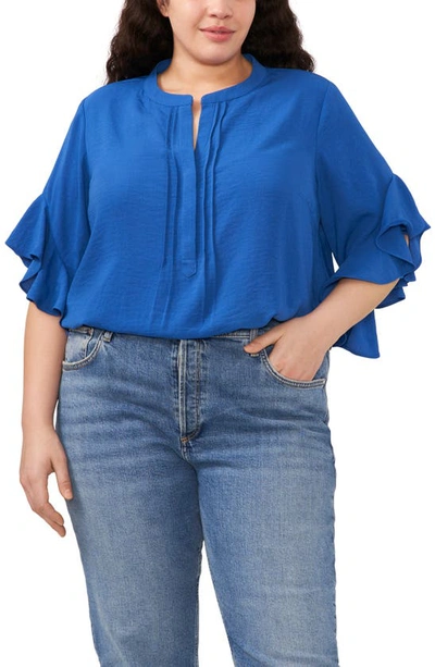 Vince Camuto Ruffle Sleeve Blouse In Sapphire Blue