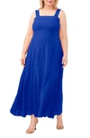 Vince Camuto Solid Sleeveless Tiered Maxi Dress In Cobalt