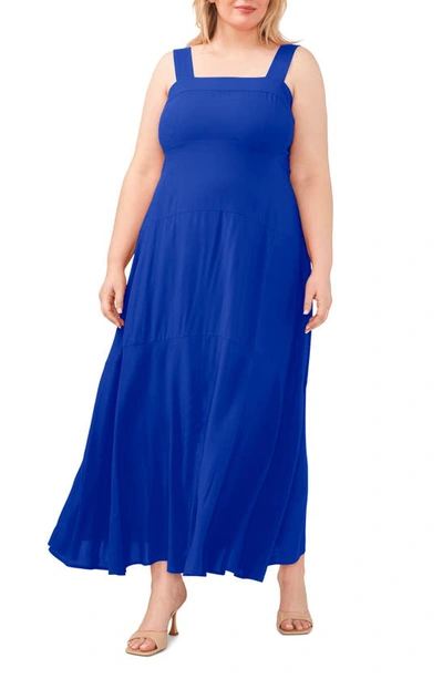 Vince Camuto Solid Sleeveless Tiered Maxi Dress In Cobalt