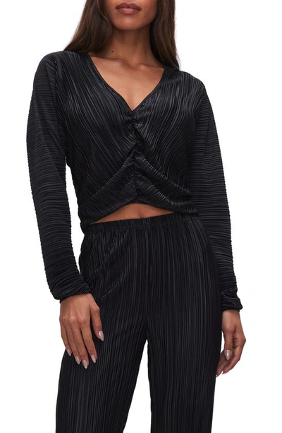 Good American Always Fits Plissé Ruched Top In Black001