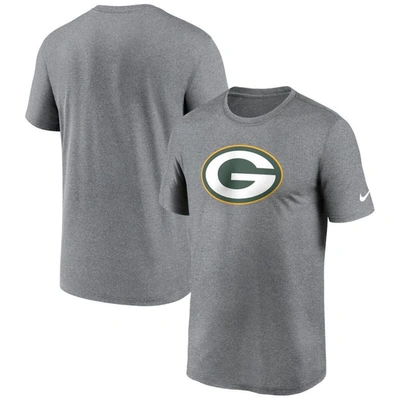 Nike Heather Charcoal Green Bay Packers Legend Logo Performance T-shirt In Grey