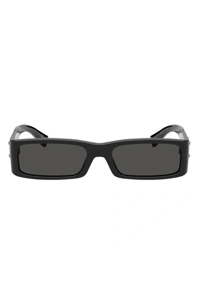 Dolce & Gabbana 55mm Polarized Rectangular Sunglasses In Black
