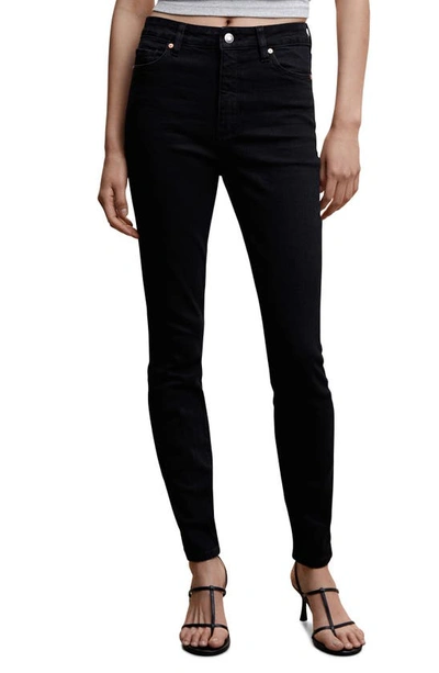 Mango High Waist Skinny Jeans In Black