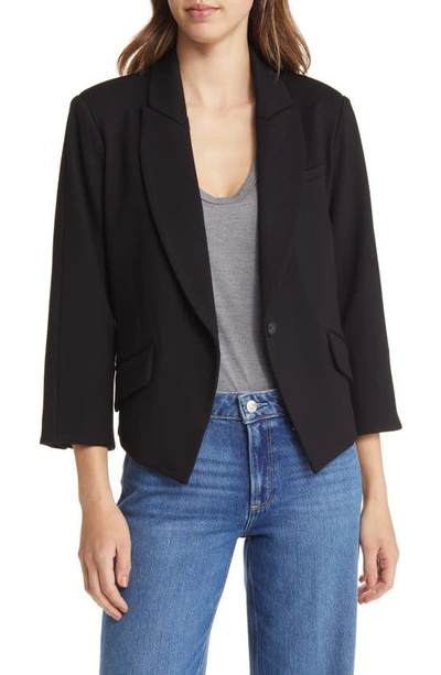 Wit & Wisdom Peak Lapel Crop Blazer In Black