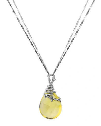Michael Aram Enchanted Forest Wrap Necklace W/ Lemon Quartz & Diamonds