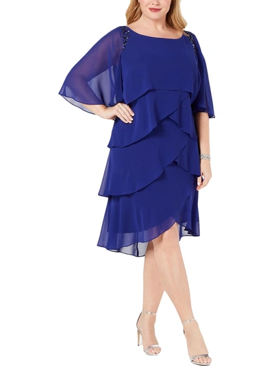 Sl Fashions Plus Womens Tiered Emebllished Cocktail Dress In Blue | ModeSens